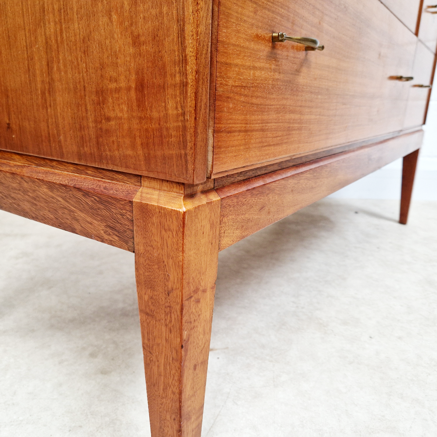 Alfred Cox Vintage 1950s Mid Century Extended Golden Teak Chest of Drawers