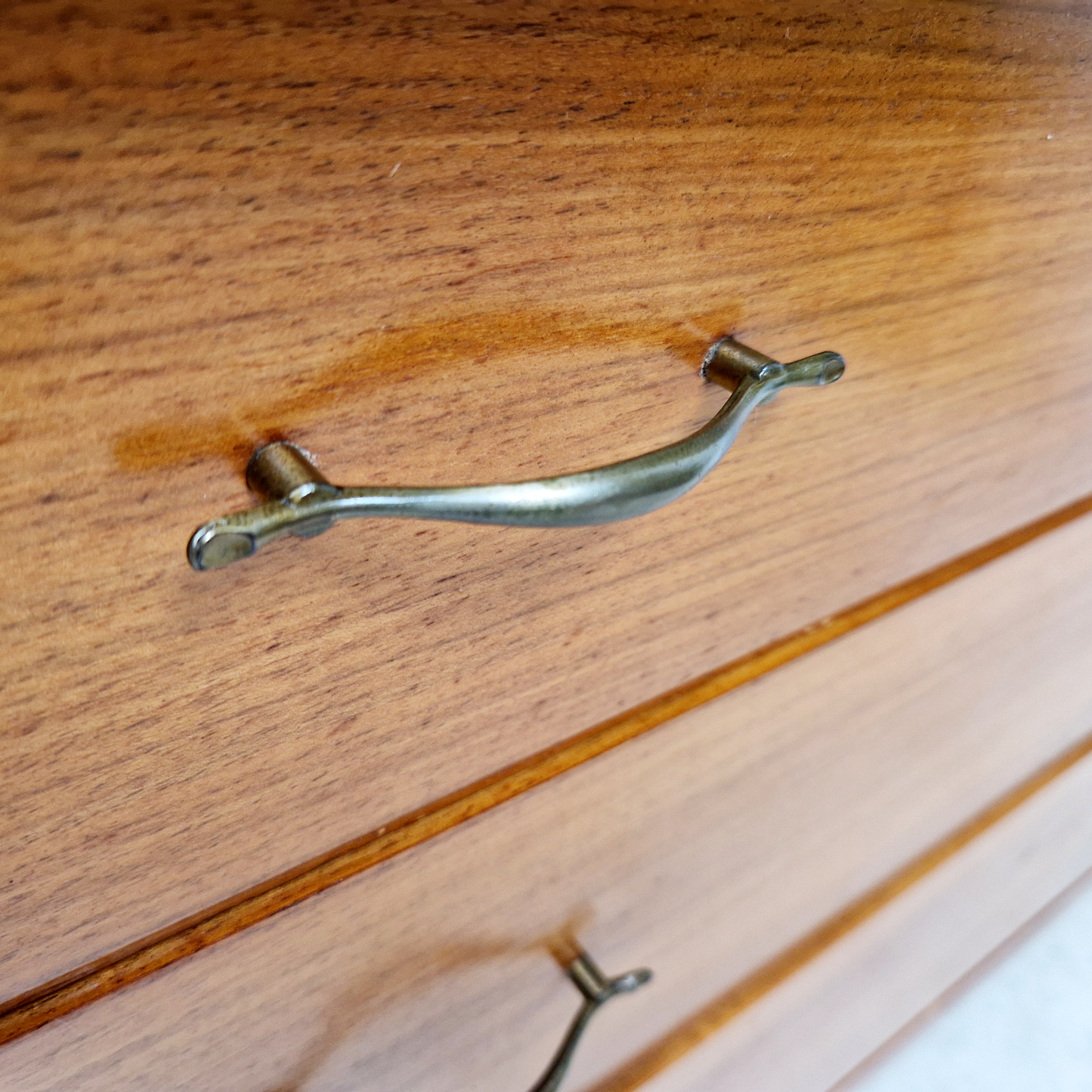 Alfred Cox Vintage 1950s Mid Century Extended Golden Teak Chest of Drawers