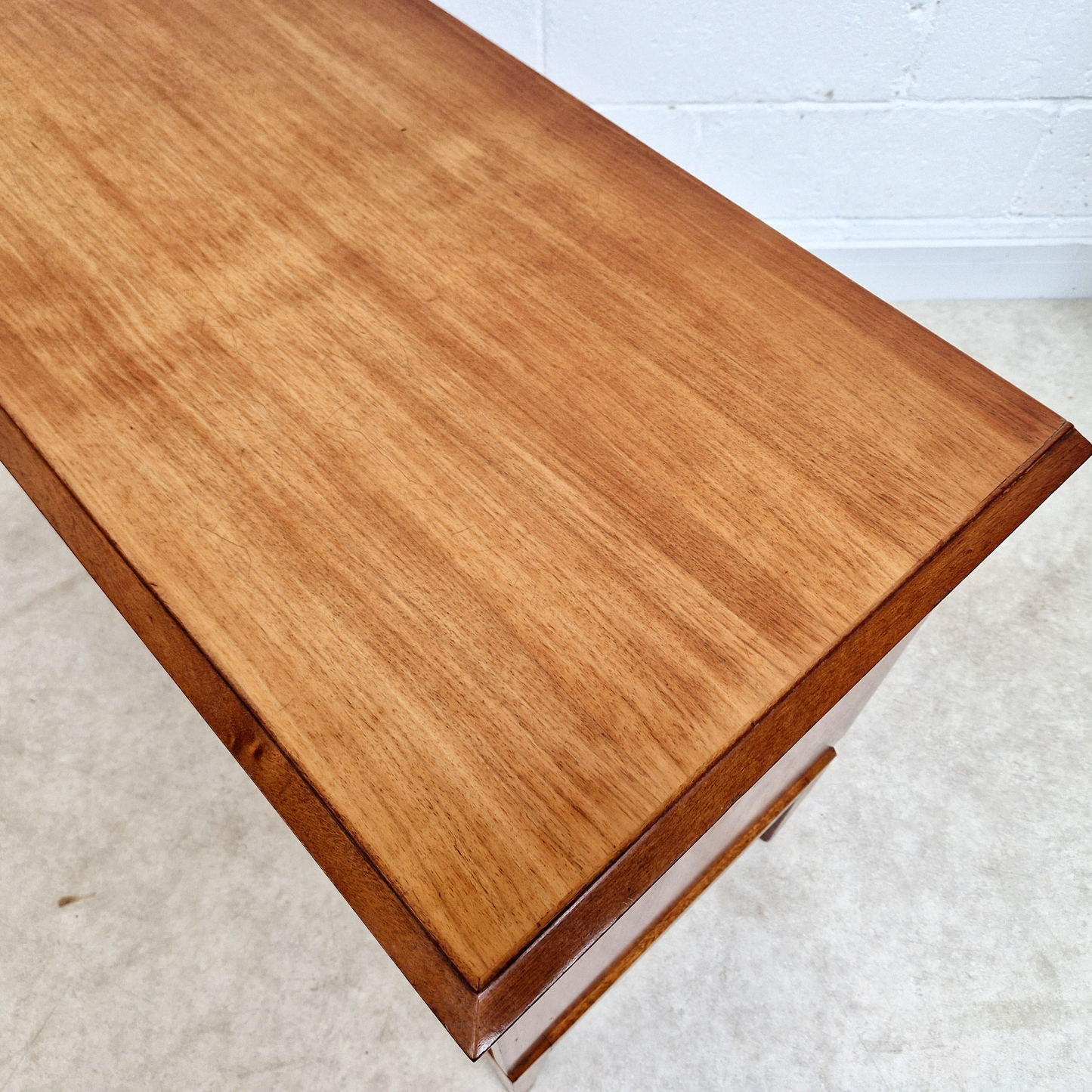 Alfred Cox Vintage 1950s Mid Century Extended Golden Teak Chest of Drawers