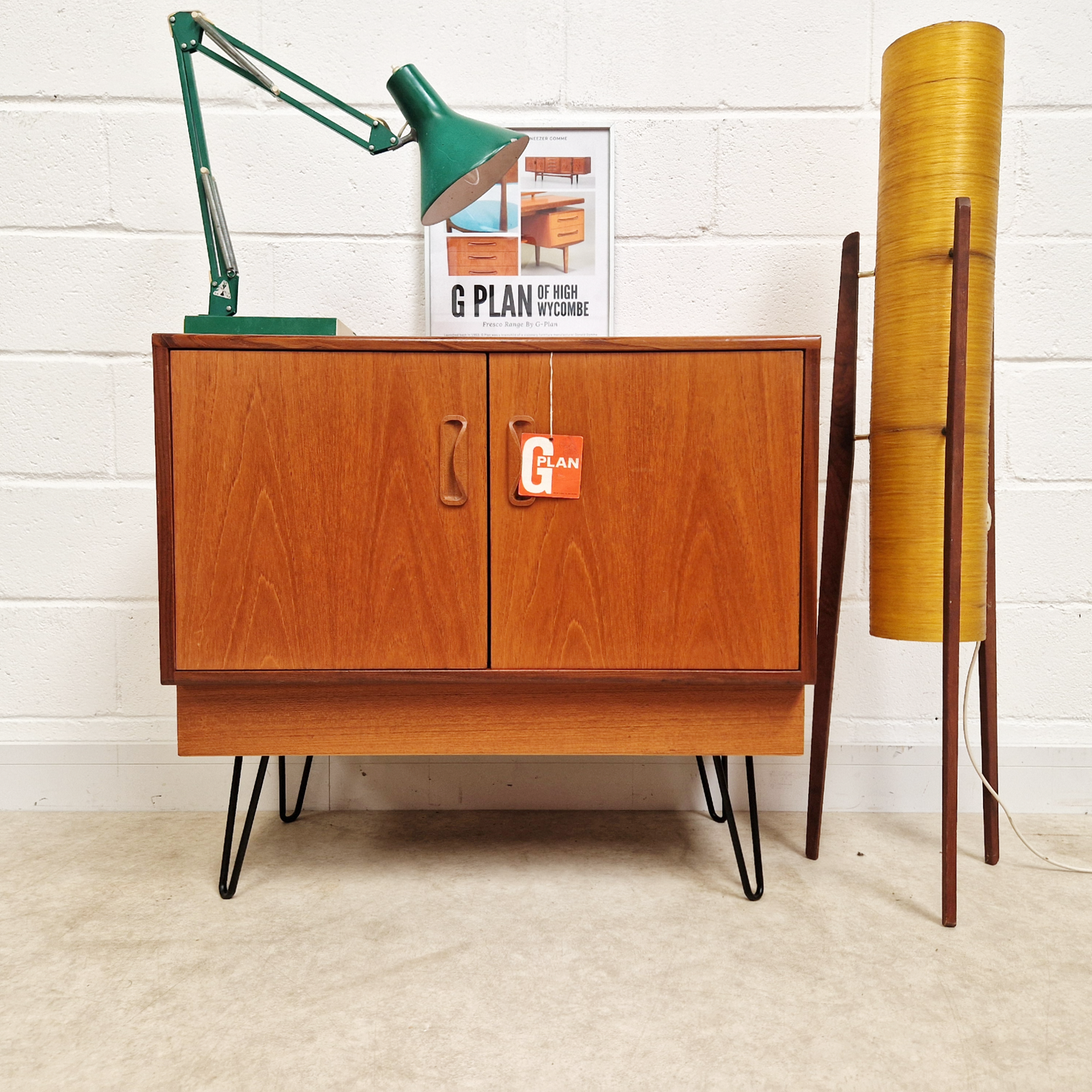 G Plan Fresco Red Label Vintage Mid Century Pyramid Teak Compact Sideboard Cabinet
