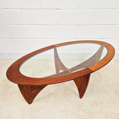 V.B Wlikins G Plan Astro Vintage Mid Century Solid Teak & Glazed Glass Oval Coffee Table Yin Yang