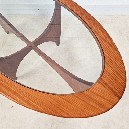 V.B Wlikins G Plan Astro Vintage Mid Century Solid Teak & Glazed Glass Oval Coffee Table Yin Yang