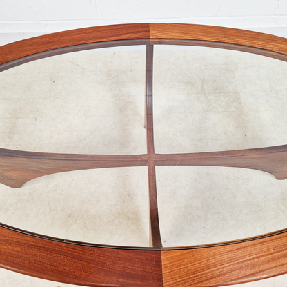 V.B Wlikins G Plan Astro Vintage Mid Century Solid Teak & Glazed Glass Oval Coffee Table Yin Yang