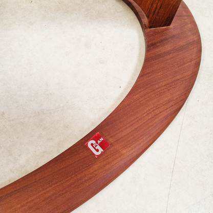 V.B Wlikins G Plan Astro Vintage Mid Century Solid Teak & Glazed Glass Oval Coffee Table Yin Yang