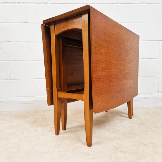 Vintage Mid Century 1960s Teak Danish Design Drop Leaf Dining Table