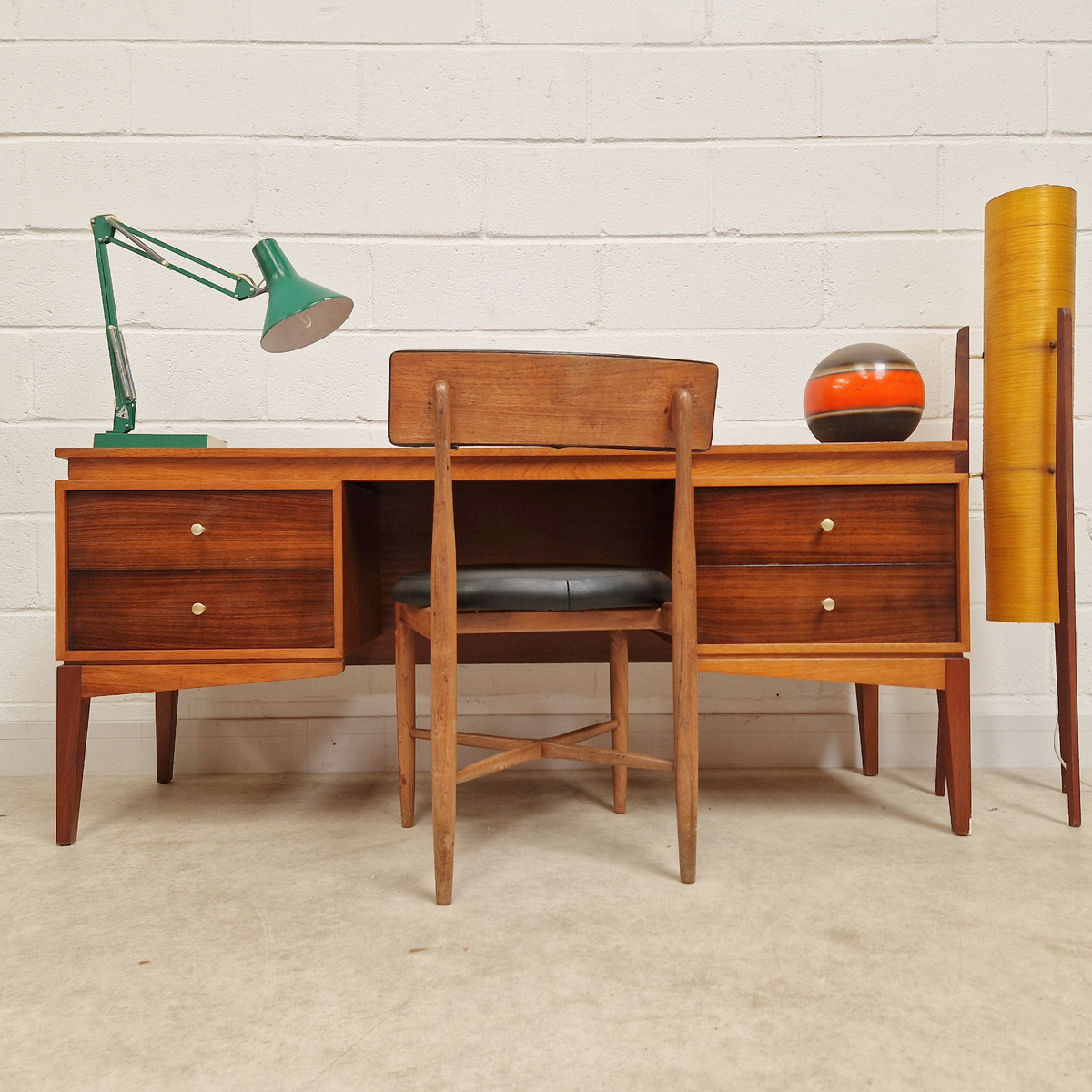 Gunther Hoffsted for Uniflex Vintage Mid Century Teak & Walnut 1960s Danish Design Desk PG341