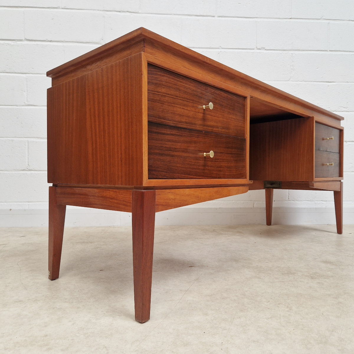 Gunther Hoffsted for Uniflex Vintage Mid Century Teak & Walnut 1960s Danish Design Desk PG341