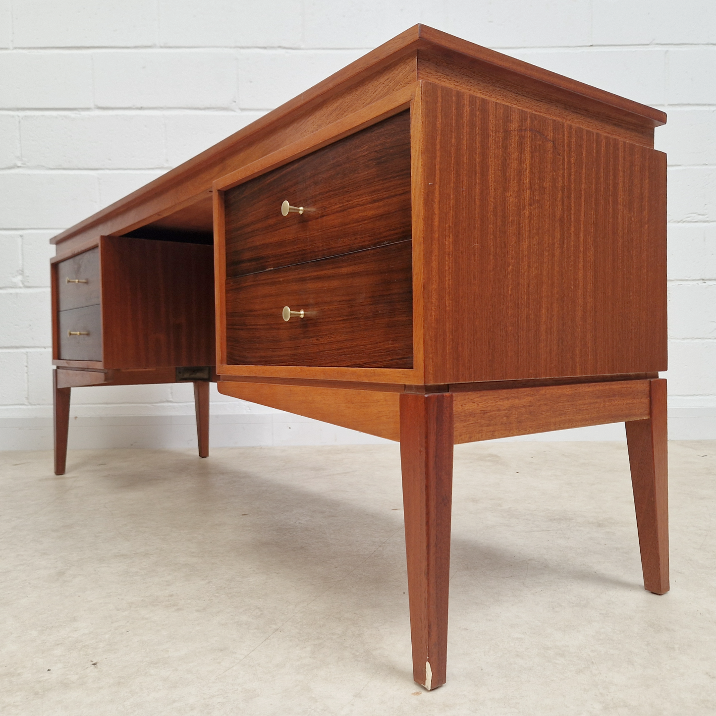 Gunther Hoffsted for Uniflex Vintage Mid Century Teak & Walnut 1960s Danish Design Desk PG341