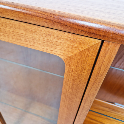 G Plan Vintage Mid Century Medium Teak & Glazed Glass Low Sideboard Bookcase Drinks Cabinet