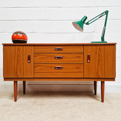 Schreiber Vintage Mid Century Medium Teak Retro Danish Design Compact Sideboard