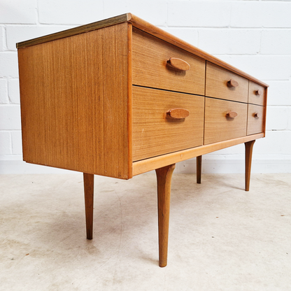 Vintage Mid Century Blond Teak Danish Design Sideboard Dresser