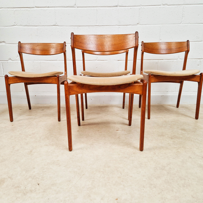 Erik Buch for O.D Møbler Vintage Mid Century Solid Teak Danish Dining Accent Chairs Set of 4 PG342