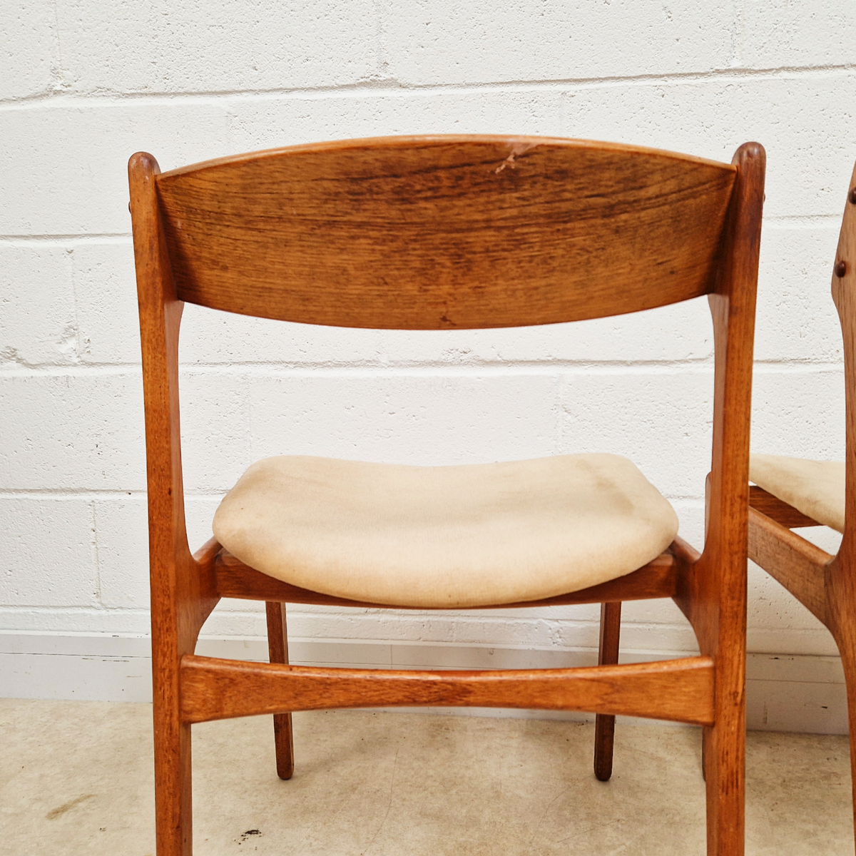Erik Buch for O.D Møbler Vintage Mid Century Solid Teak Danish Dining Accent Chairs Set of 4 PG342
