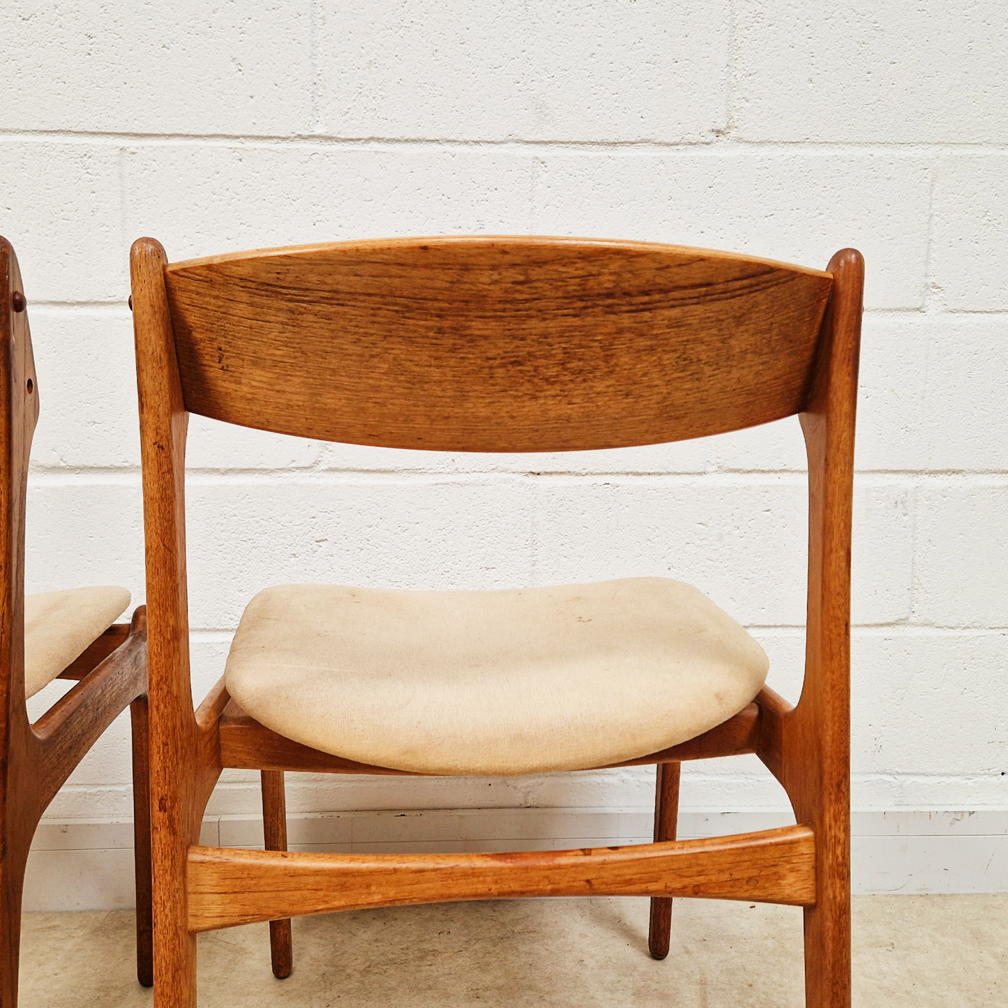 Erik Buch for O.D Møbler Vintage Mid Century Solid Teak Danish Dining Accent Chairs Set of 4 PG342