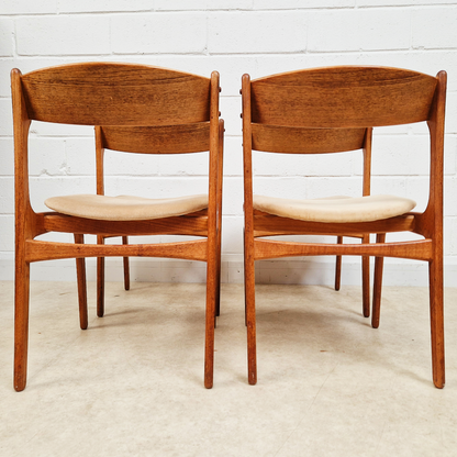 Erik Buch for O.D Møbler Vintage Mid Century Solid Teak Danish Dining Accent Chairs Set of 4 PG342