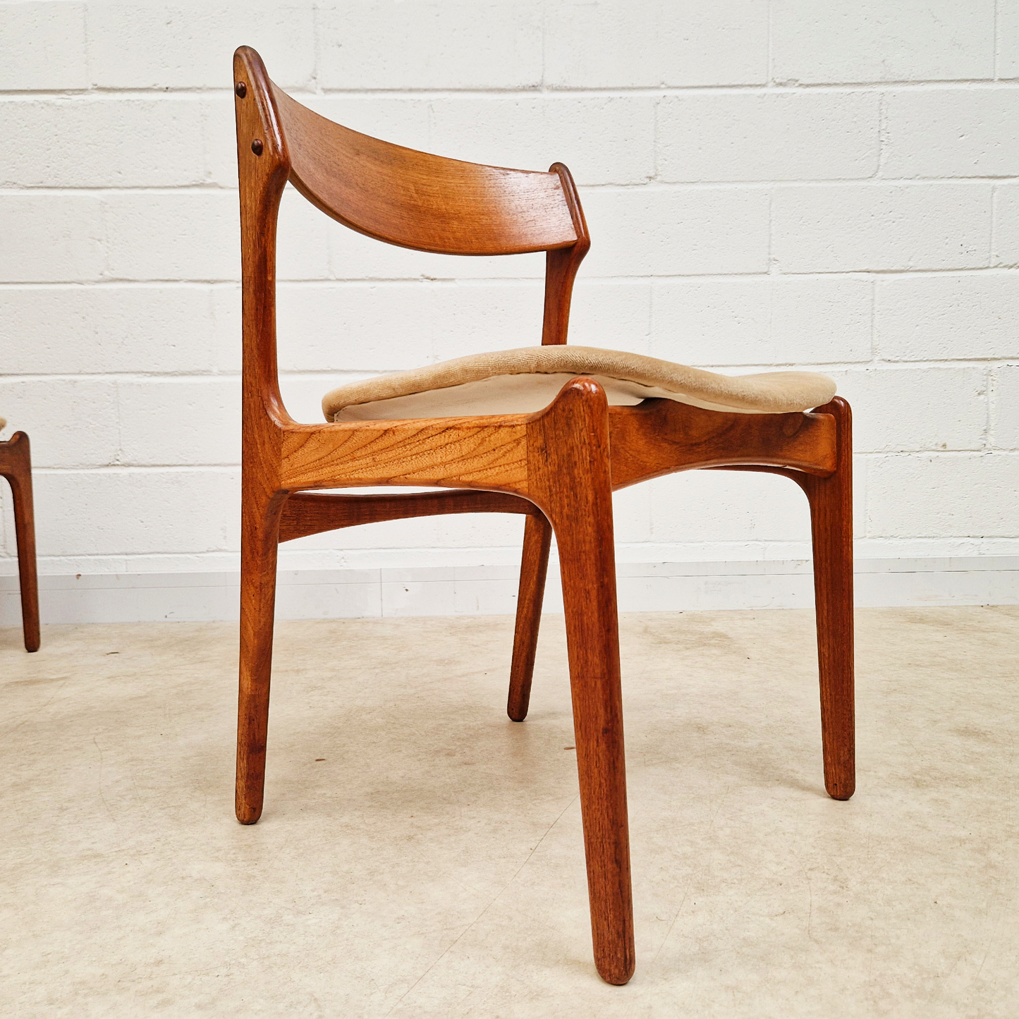Erik Buch for O.D Møbler Vintage Mid Century Solid Teak Danish Dining Accent Chairs Set of 4 PG342