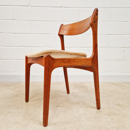 Erik Buch for O.D Møbler Vintage Mid Century Solid Teak Danish Dining Accent Chairs Set of 4 PG342