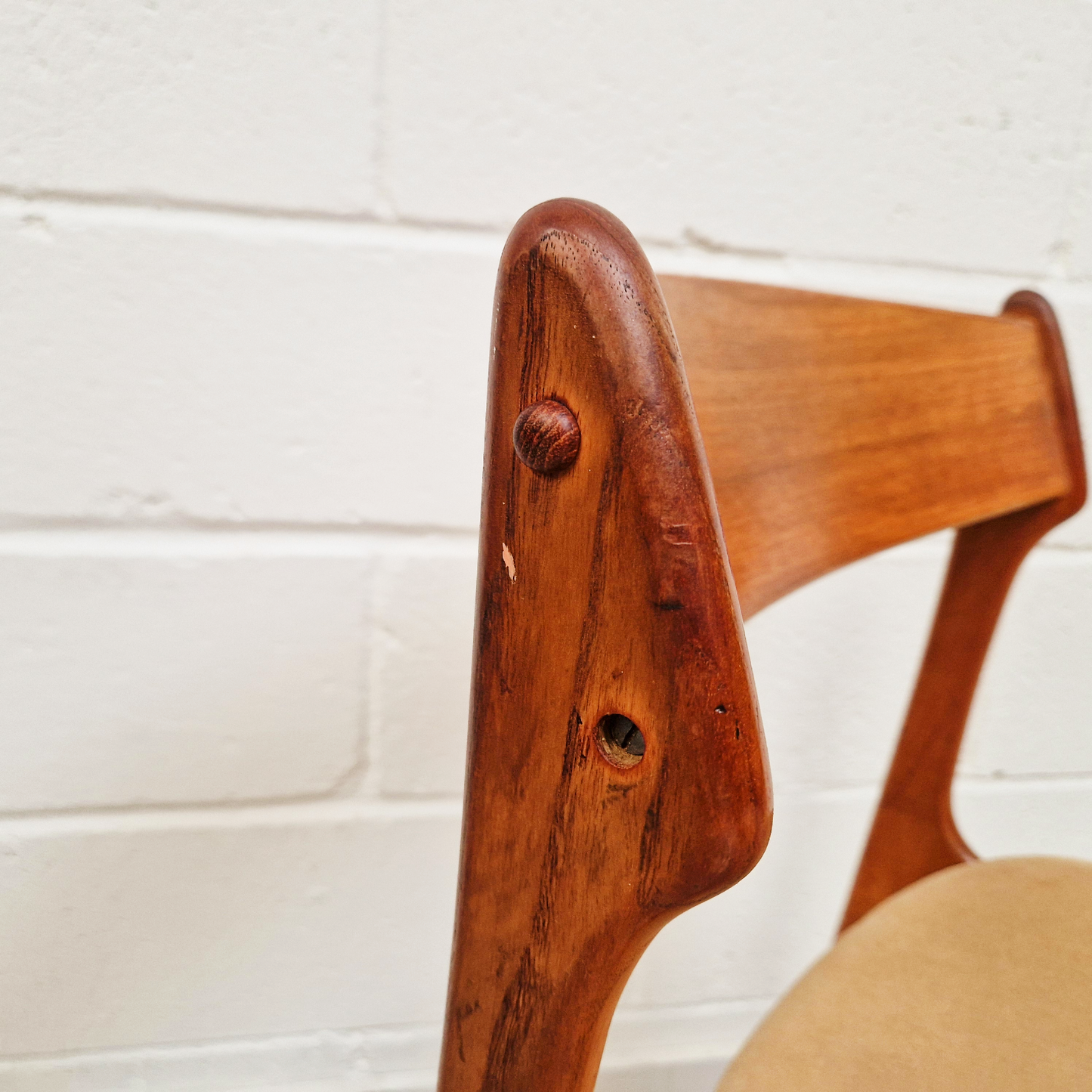 Erik Buch for O.D Møbler Vintage Mid Century Solid Teak Danish Dining Accent Chairs Set of 4 PG342