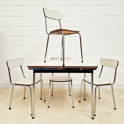 Tavo Meubel Vintage 1960s Formica & Chrome Extending Dining Kitchen Table & Chair Set