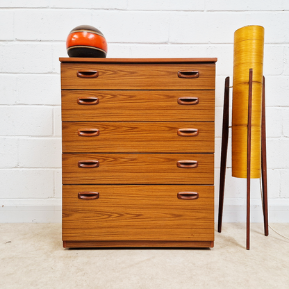 Schreiber Mid Century Vintage Danish Design Tallboy Retro Chest Drawers