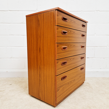 Schreiber Mid Century Vintage Danish Design Tallboy Retro Chest Drawers