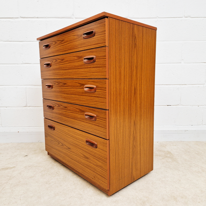 Schreiber Mid Century Vintage Danish Design Tallboy Retro Chest Drawers