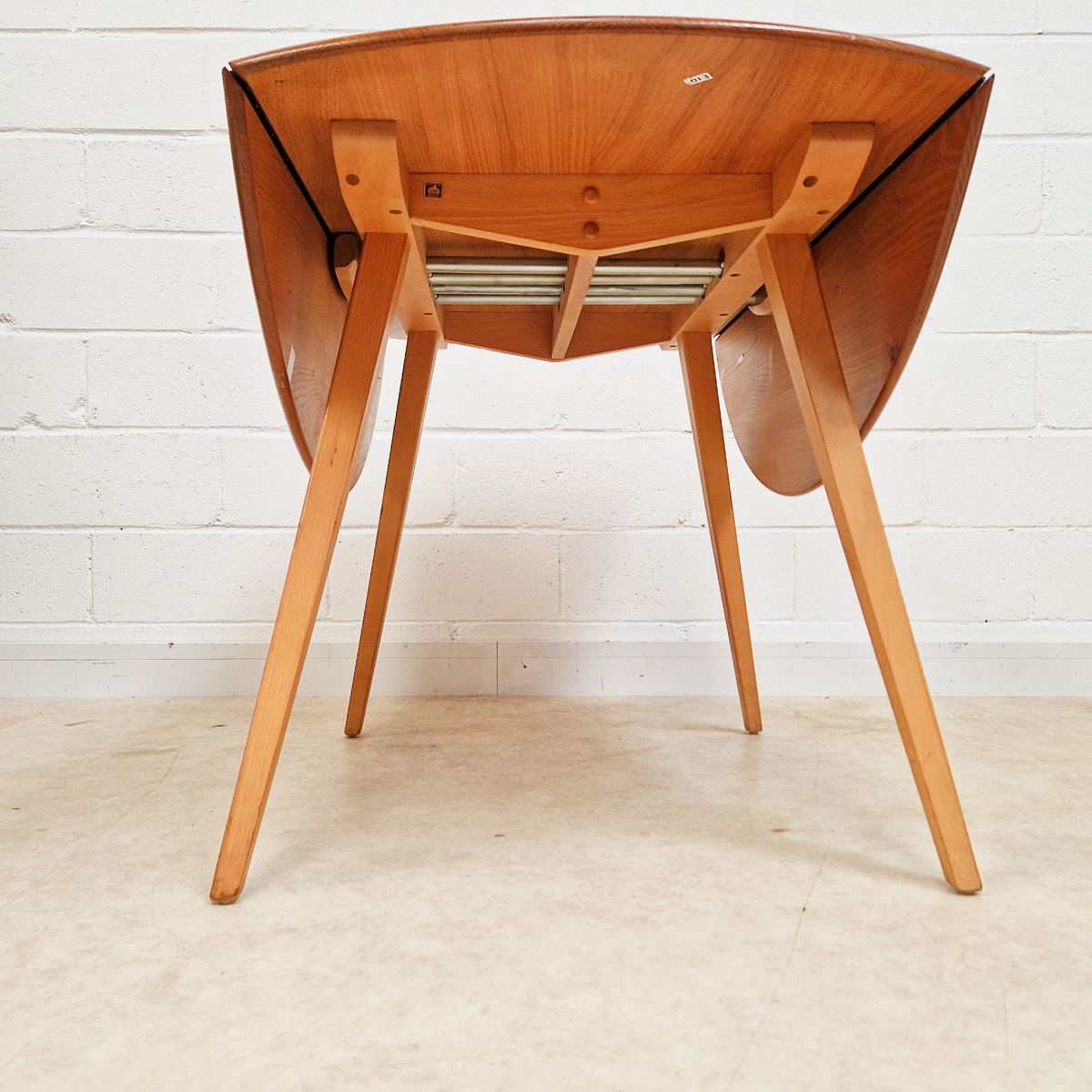 Ercol Vintage Mid Century Solid Elm Drop Leaf Table and Stickback Chair Dining Set