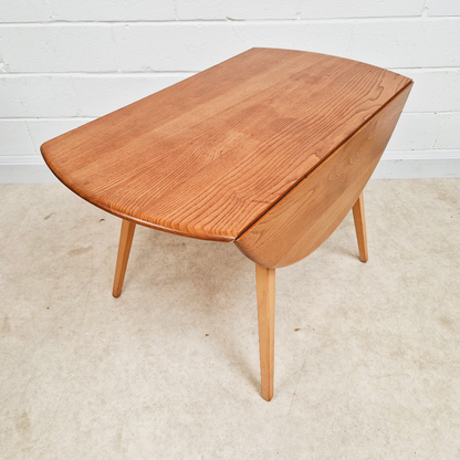 Ercol Vintage Mid Century Solid Elm Drop Leaf Table and Stickback Chair Dining Set