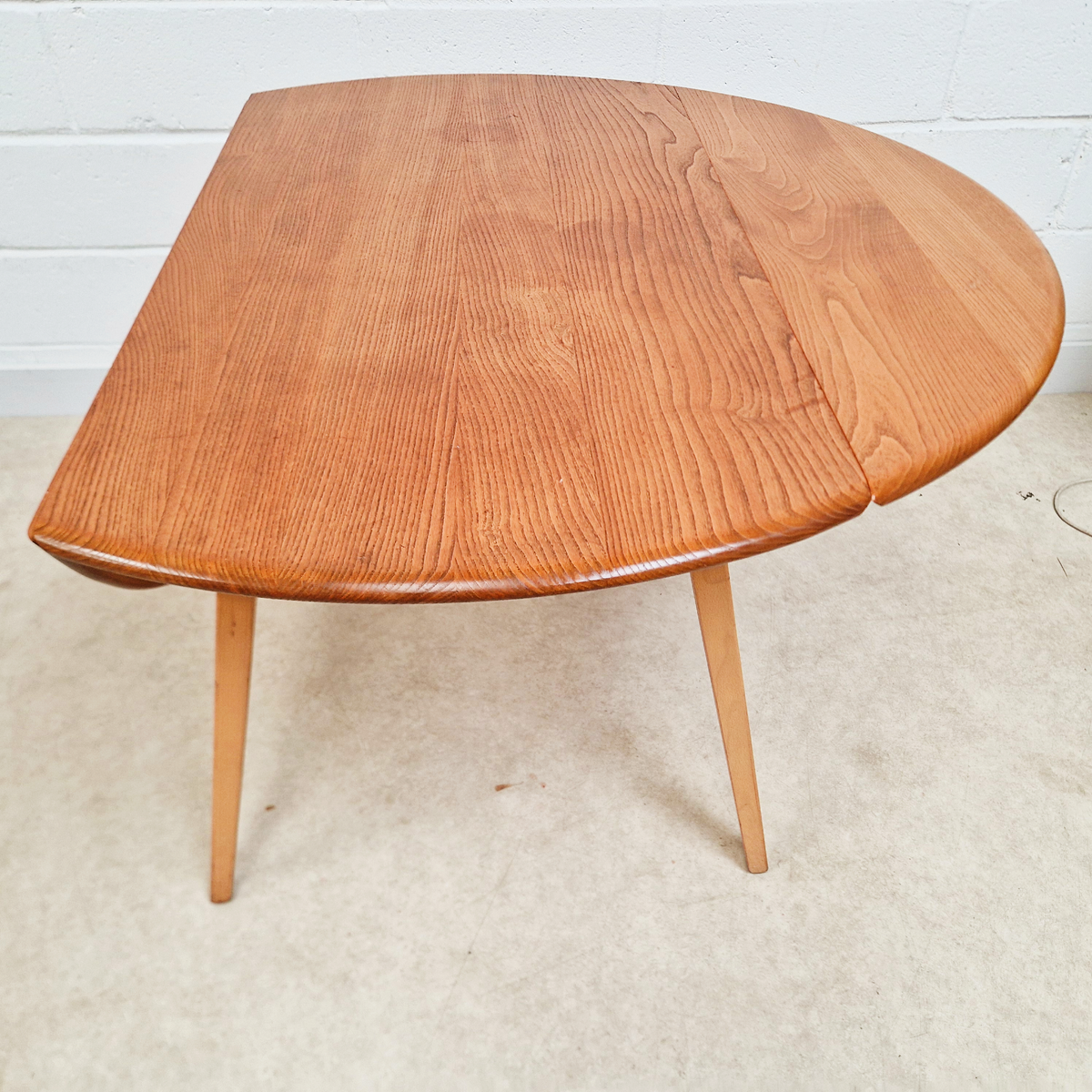 Ercol Vintage Mid Century Solid Elm Drop Leaf Table and Stickback Chair Dining Set