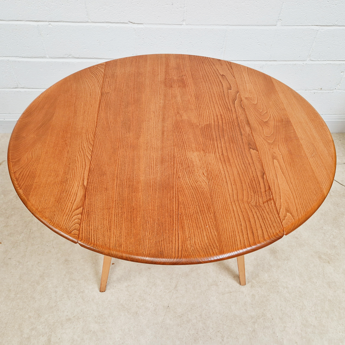 Ercol Vintage Mid Century Solid Elm Drop Leaf Table and Stickback Chair Dining Set