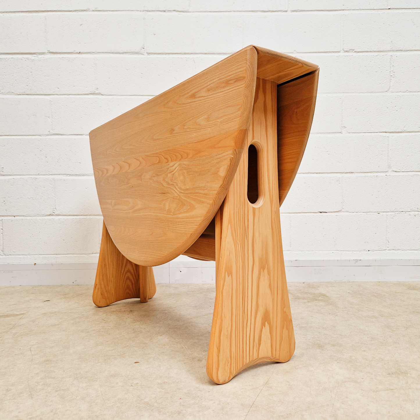 Ercol Vintage Solid Light Elm Danish Design Drop Leaf Table and Hoopback Chair Set