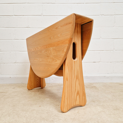 Ercol Vintage Solid Light Elm Danish Design Drop Leaf Table and Hoopback Chair Set
