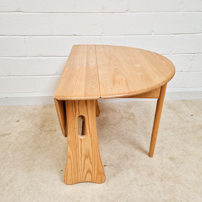 Ercol Vintage Solid Light Elm Danish Design Drop Leaf Table and Hoopback Chair Set
