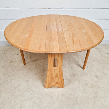 Ercol Vintage Solid Light Elm Danish Design Drop Leaf Table and Hoopback Chair Set