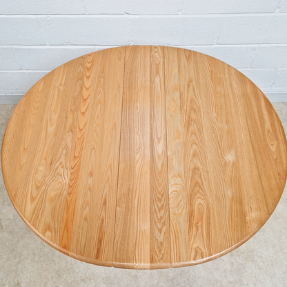 Ercol Vintage Solid Light Elm Danish Design Drop Leaf Table and Hoopback Chair Set