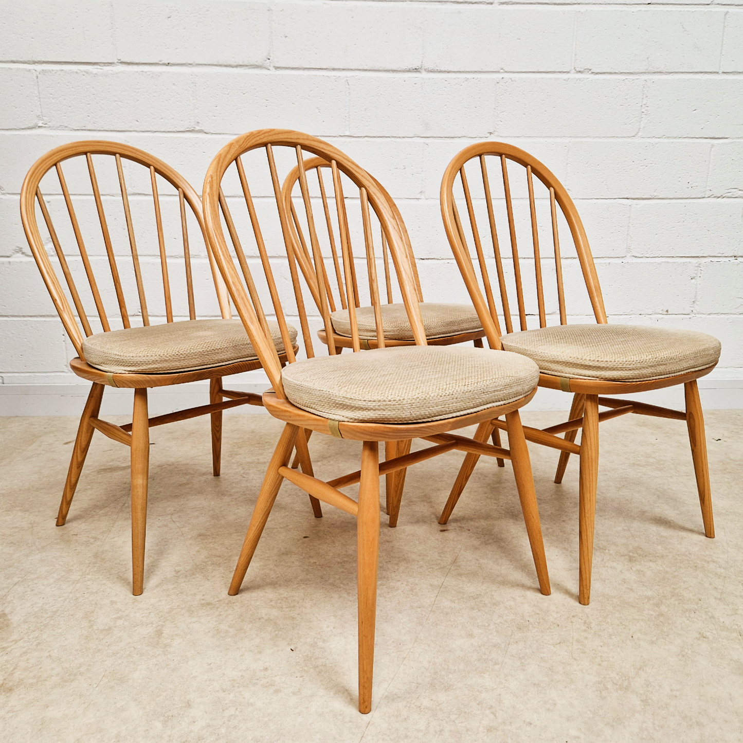 Ercol Vintage Solid Light Elm Danish Design Drop Leaf Table and Hoopback Chair Set