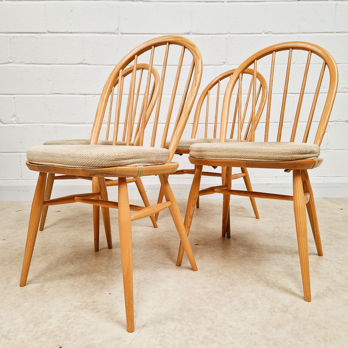 Ercol Vintage Solid Light Elm Danish Design Drop Leaf Table and Hoopback Chair Set