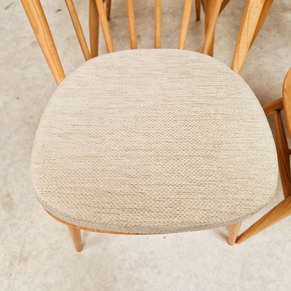 Ercol Vintage Solid Light Elm Danish Design Drop Leaf Table and Hoopback Chair Set