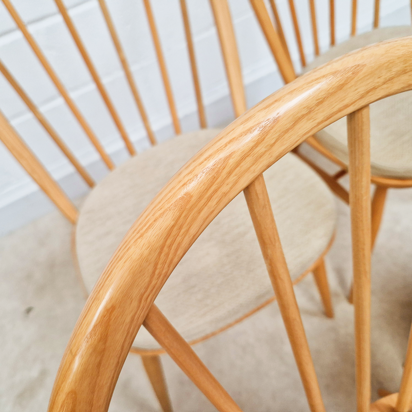 Ercol Vintage Solid Light Elm Danish Design Drop Leaf Table and Hoopback Chair Set