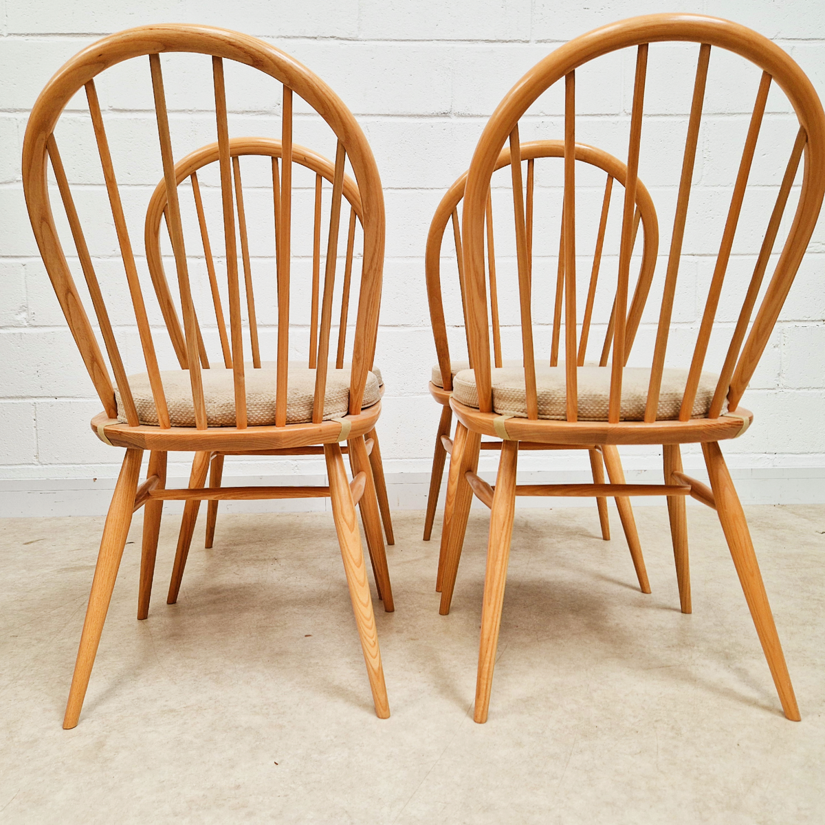 Ercol Vintage Solid Light Elm Danish Design Drop Leaf Table and Hoopback Chair Set