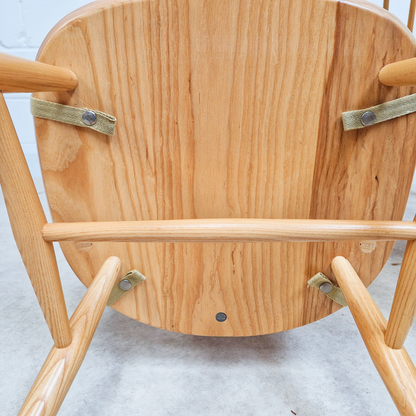 Ercol Vintage Solid Light Elm Danish Design Drop Leaf Table and Hoopback Chair Set