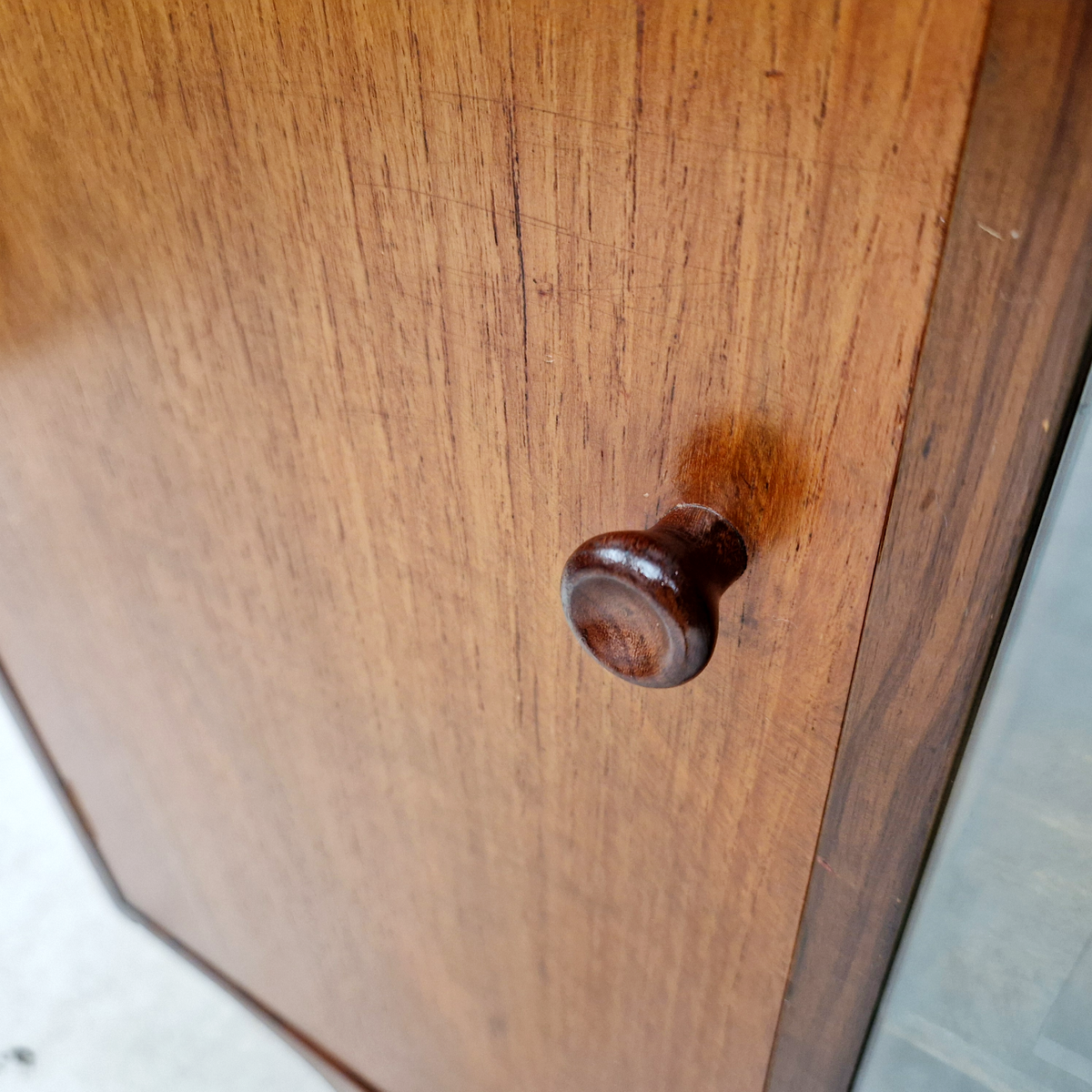 Vintage 1960s Mid Century Medium Teak & Glazed Glass Double Bookcase Sideboard