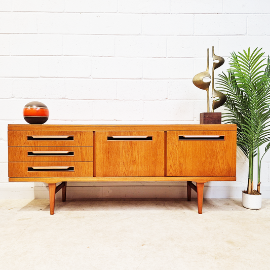 Vintage Mid Century Golden Teak Danish Design Sideboard Credenza