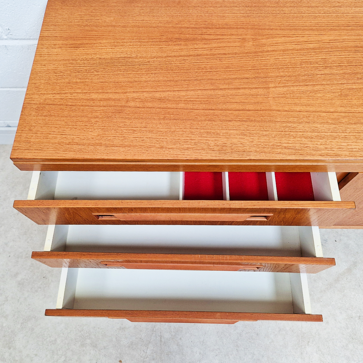 Vintage Mid Century Golden Teak Danish Design Sideboard Credenza