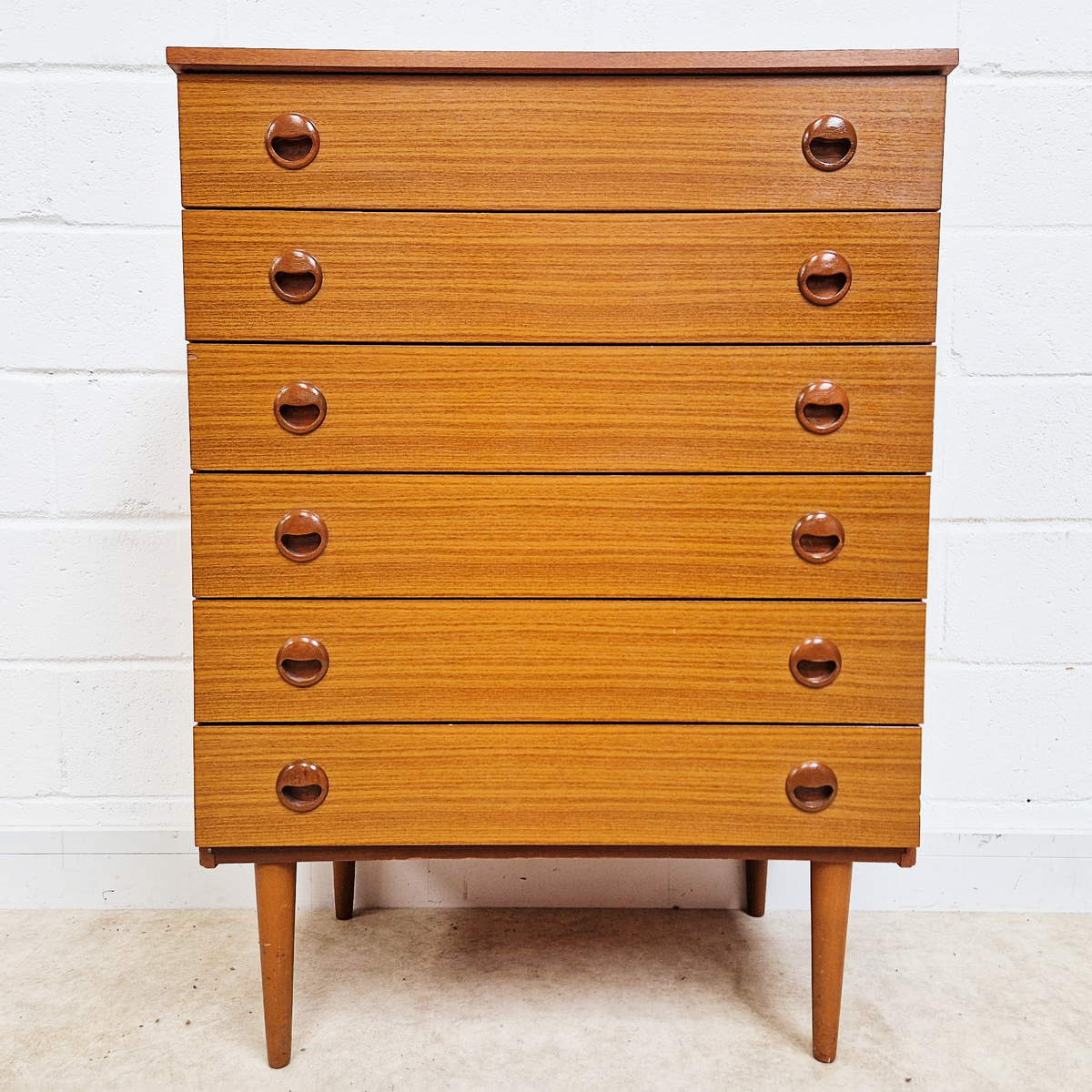Schreiber Mid Century Vintage Danish Design Tallboy Retro Chest Drawers