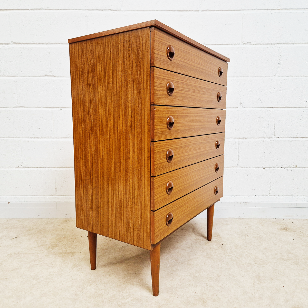 Schreiber Mid Century Vintage Danish Design Tallboy Retro Chest Drawers