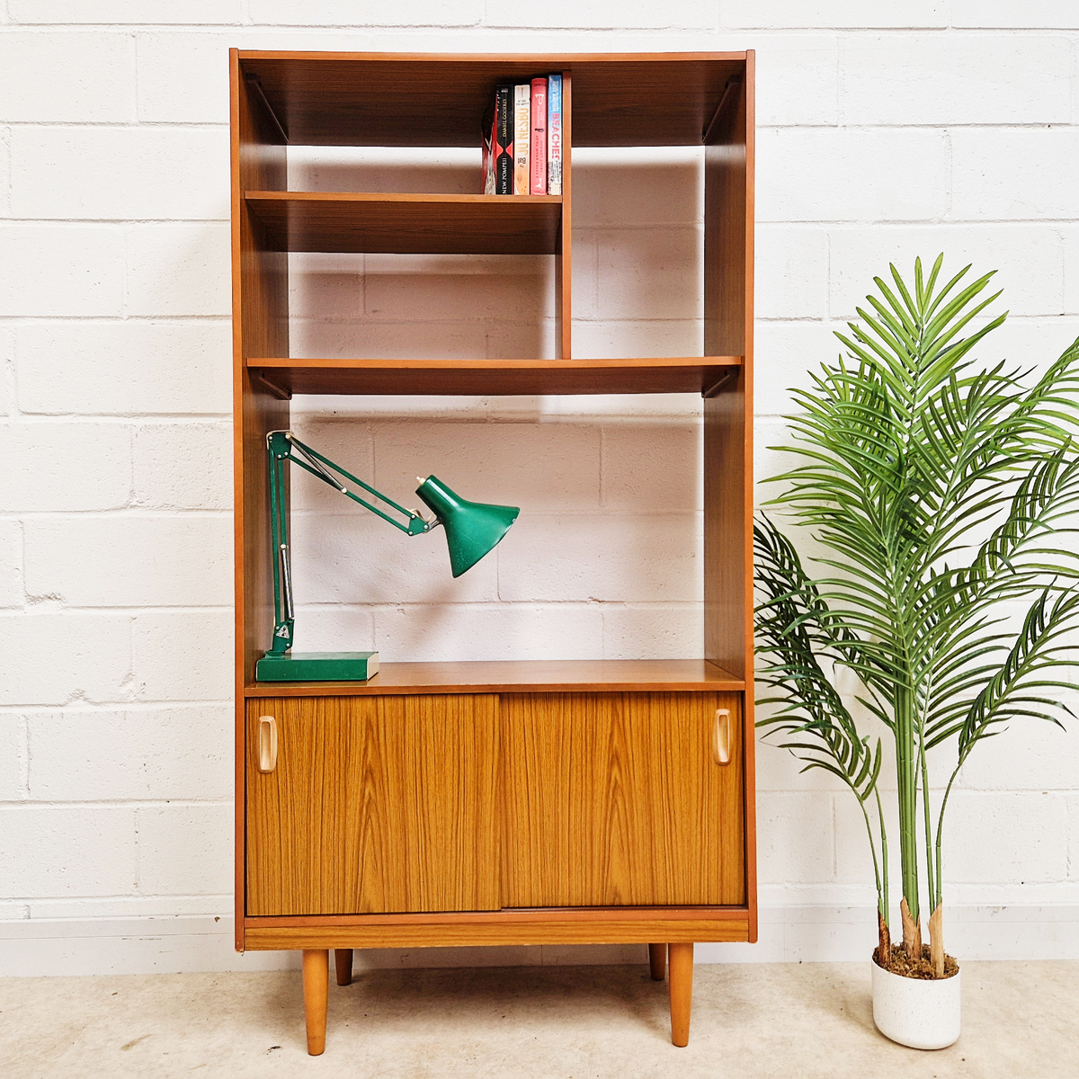 Schreiber Vintage Retro Mid Century 'Small & Tall' Teak Slim Sideboard Bookcase Room Divider