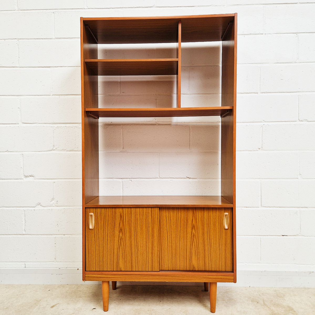 Schreiber Vintage Retro Mid Century 'Small & Tall' Teak Slim Sideboard Bookcase Room Divider