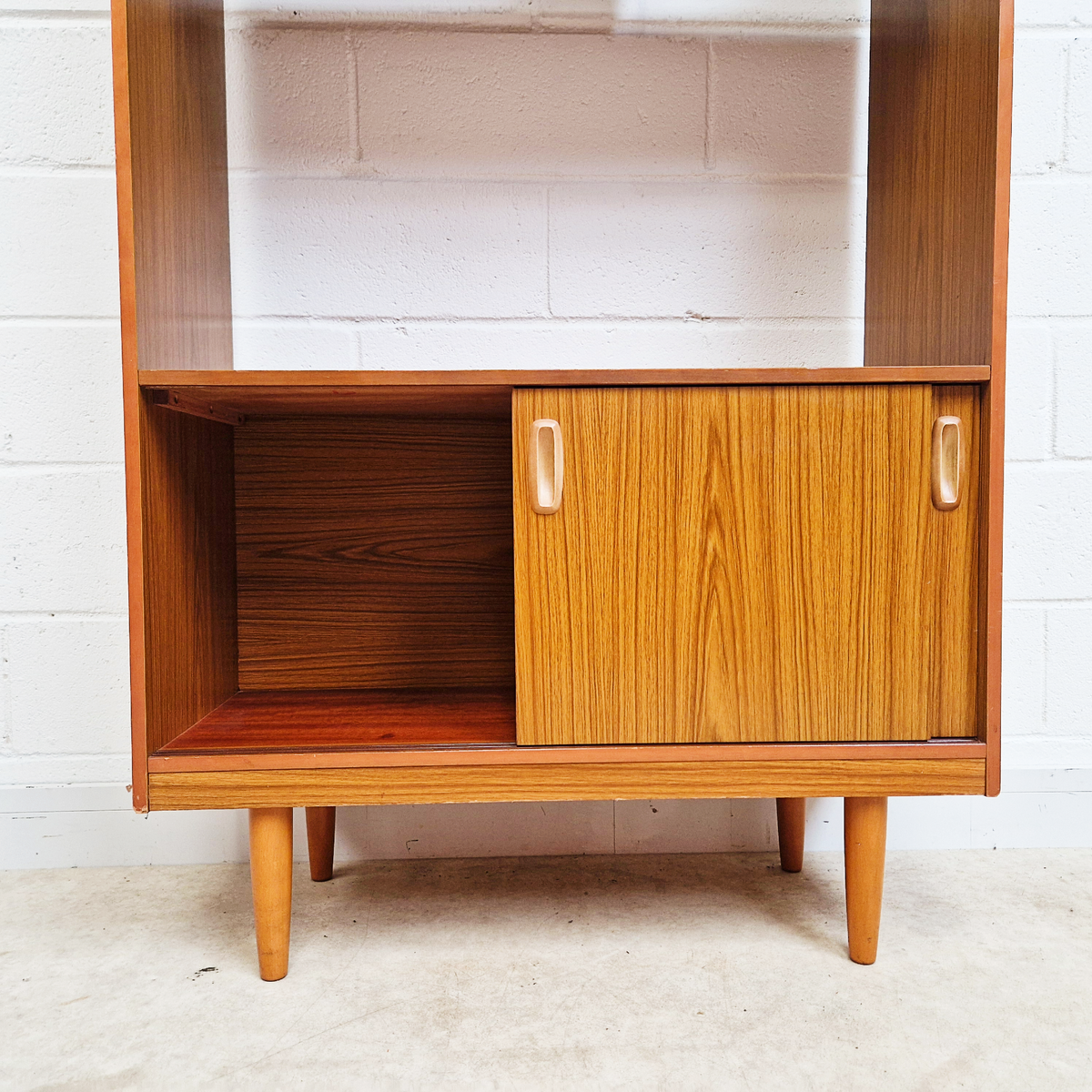 Schreiber Vintage Retro Mid Century 'Small & Tall' Teak Slim Sideboard Bookcase Room Divider
