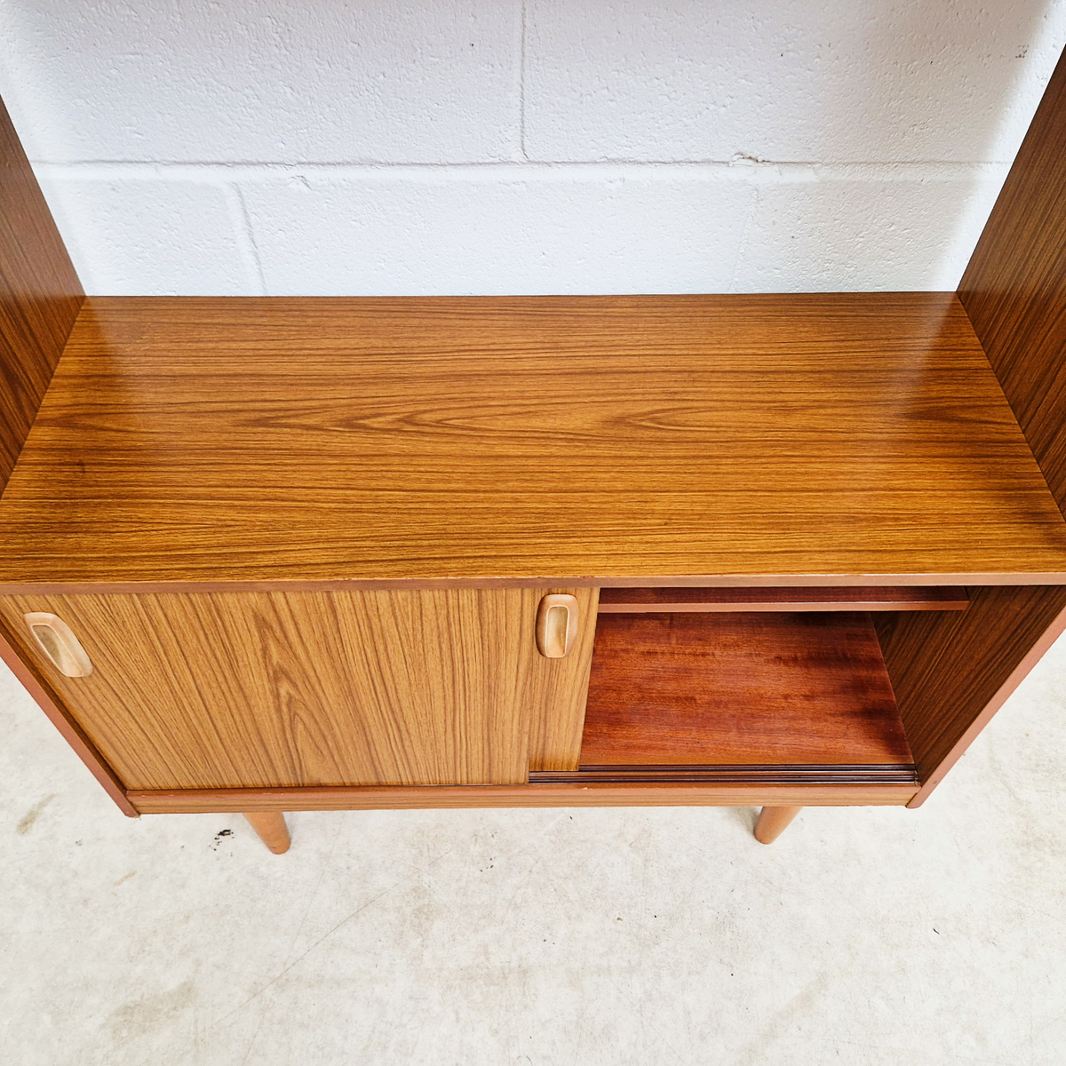 Schreiber Vintage Retro Mid Century 'Small & Tall' Teak Slim Sideboard Bookcase Room Divider